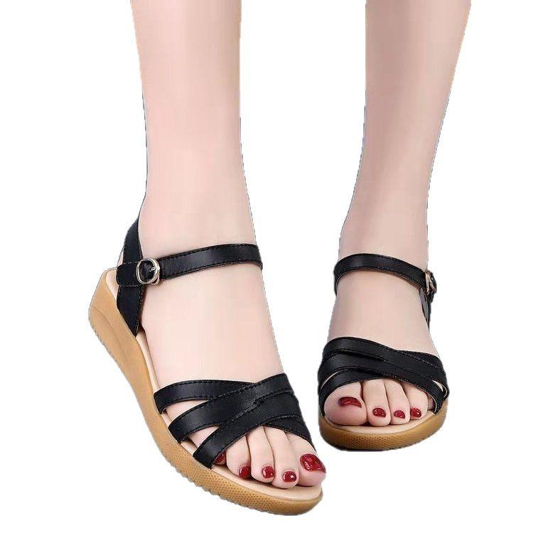 beef tendon sole sandals women's summer 2025 new fashion flat-soled leather sandals women's soft-soled cool slippers women's shoes
