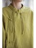 Spring Style Women's Ramie Cotton Long Sleeve Top with Handmade Frog Buttons