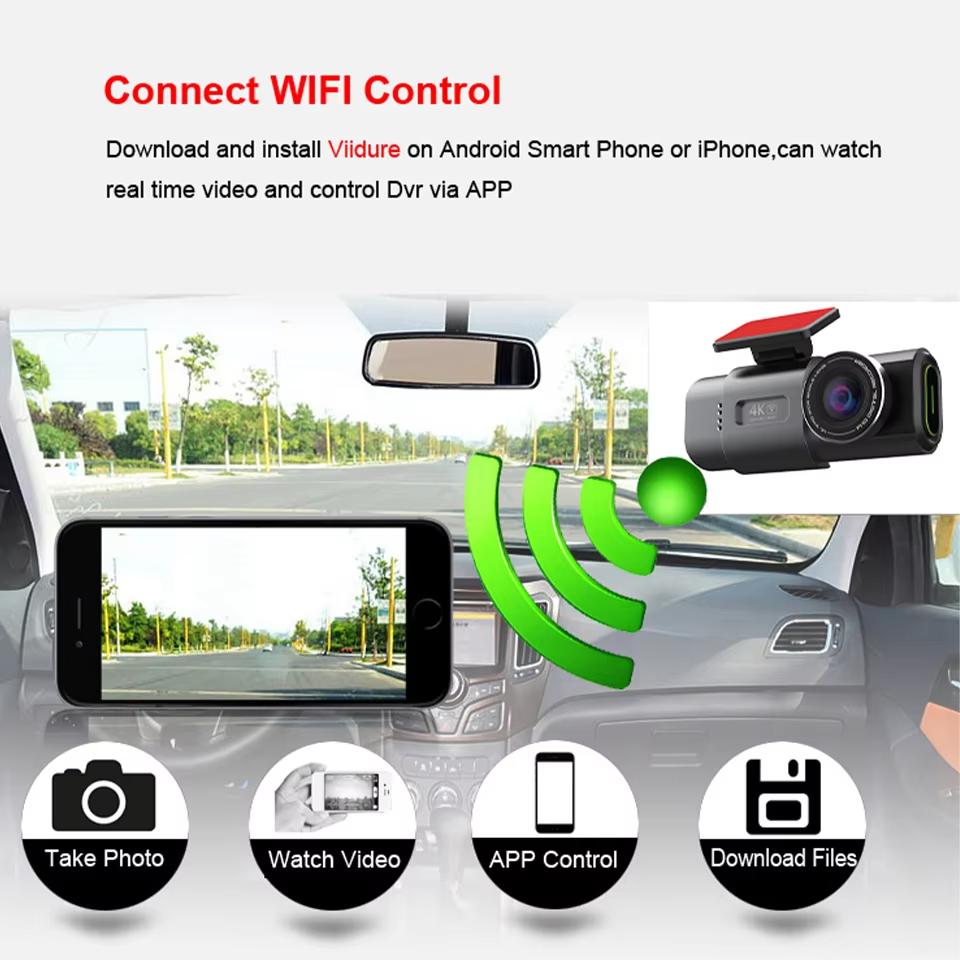Dual Lens Dashcam voor Auto's 4K Auto Dvr met 1080P Achteruitkijkcamera Video Recorder GPS WIFI Autocamera Nachtzicht Black Box Monitor