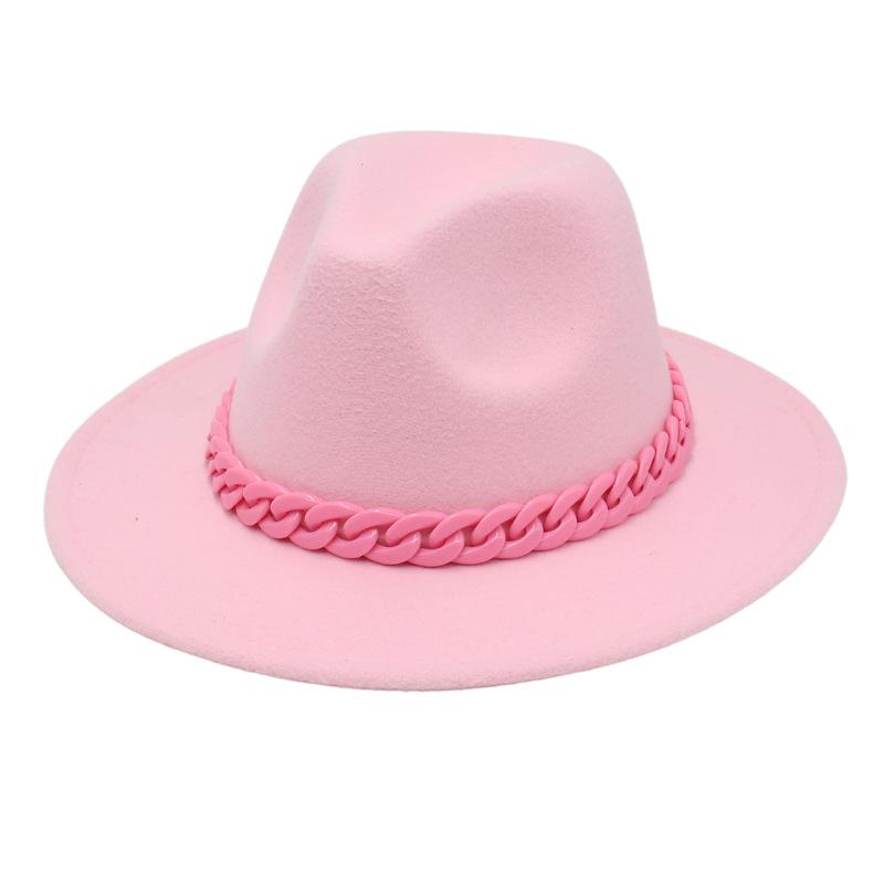 Natural Acrylic Chain Rainbow Candy Color Top Hat Fun Personality Jazz Hat Style Men'S And Women'S Fedora Hat