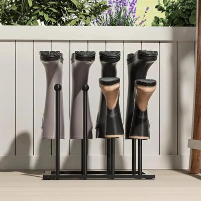 Black Standing Boot Rack Modern Household Storage Iron Shoe Shelf Martin Boot Support Frame Portico Space Saving Shoes Holder