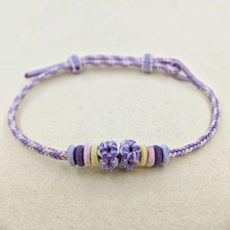 

Красивый 2-мм ремешок для переноски, золотистый, съемный, DIY, подвеска из бусин на удачу, тонкое отверстие, специальная плетеная вручную веревка Purple-one-way-peach knot 14-19cm/2mm