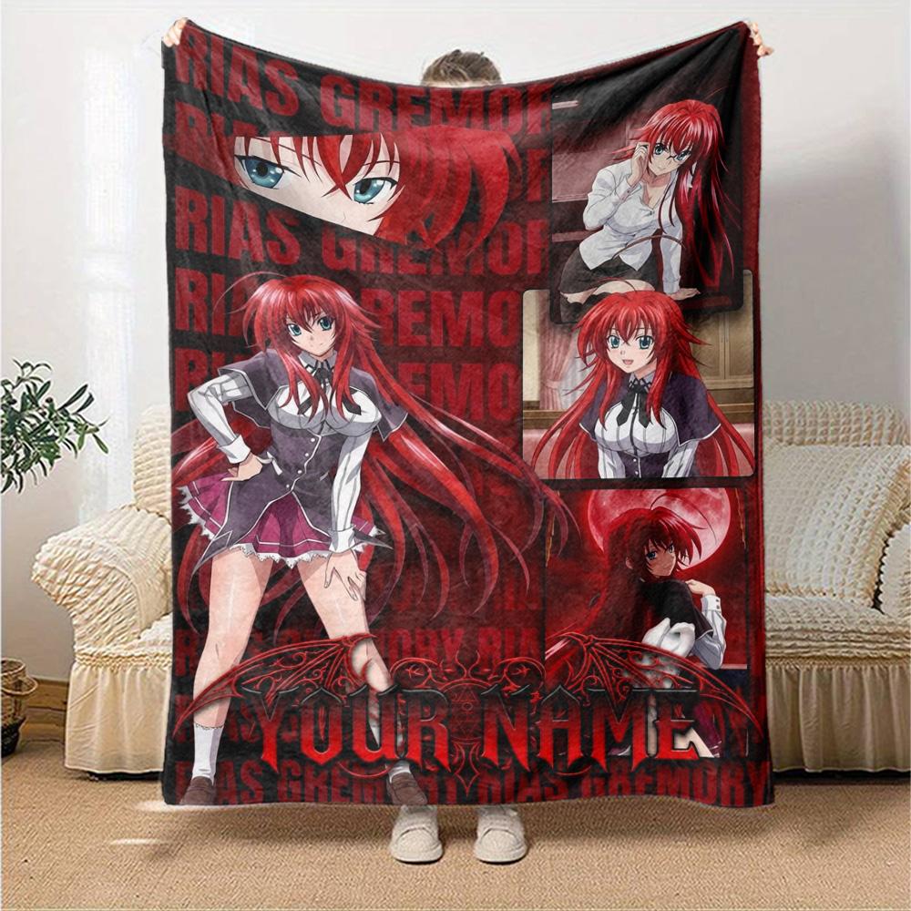 Name Custom Rias Gremory Print Flannel Blanket High Quality Warm Comfortable Cover for All Seasons Perfect for Gifts Home Decor