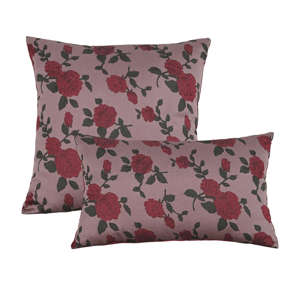 BUYNOW Red Rose Jacquard Hollandaise Lace Pillowcase Vintage Pastoral Living Room Sofa Cushion Cover Home Bedroom Saddle Decor