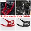 Center Control Transmission Shift Gear Panel Frame Cover Trim For Honda Civic 2016 - Red / Matte / Carbon Fiber Accessories
