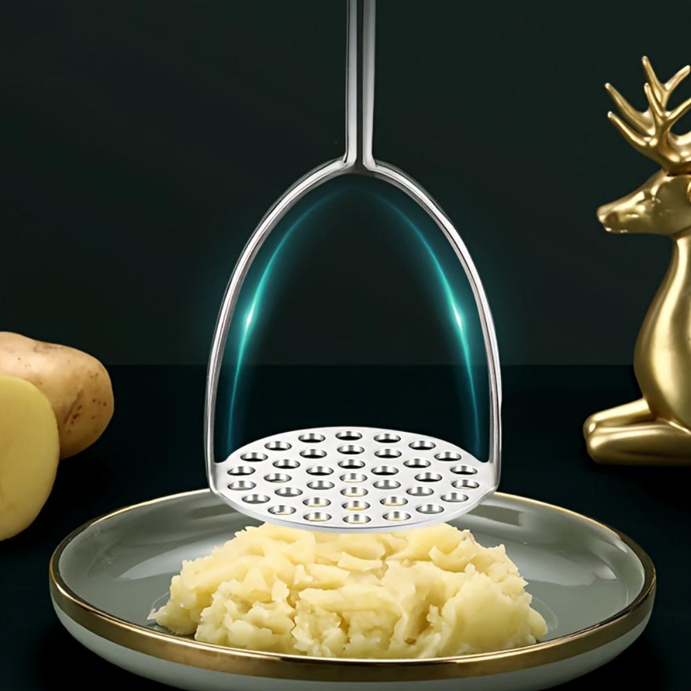Wood Handle Stainless Steel Potato Masher Manual Rust-proof Pumpkin Crusher Corrosion-resistant Professional