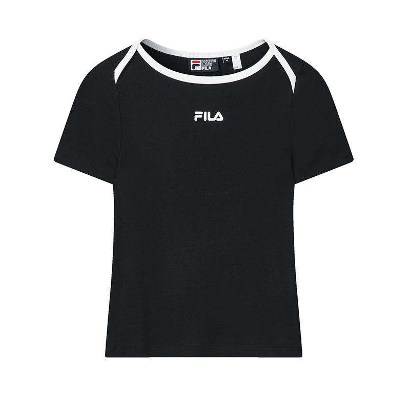 

FILA Original Fashion Simple Classic Retro Versatile Comfortable Casual Knitted Slim Fit Short Sleeve T-Shirt Women tops Legendary-Blue F11W629105FNV S