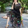 Elegant Summer Loose Dress Woman Vintage Clothes Plus Size Casual Short Sleeve Long Dresses