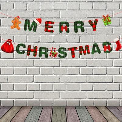 2 Pcs Christmas Party Decorations Santa Paper Banners Merry Christmas Banners for Outdoor Indoor Decoration