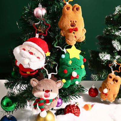 Cartoon Christmas Key Ring Rabbit Plush Snowman Keychain Bag Charm Santa Claus Pendant  Girls