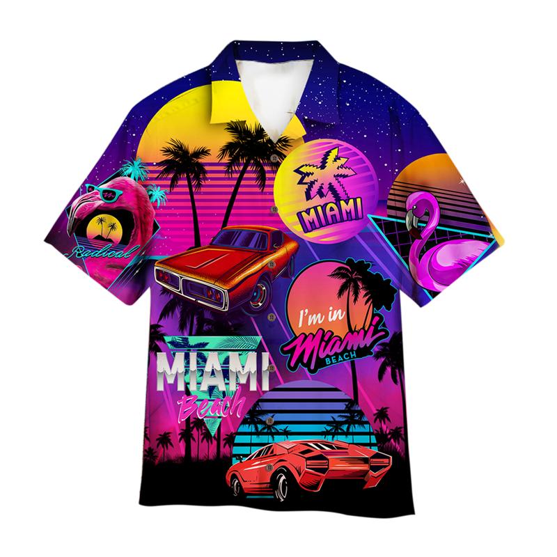 

Colorful Music Hawaiian Shirt Men 3D Printed Neon Shirts Women Tops Summer Street Short Sleeves Y2k Beach Vacation Button Blouse 5XL