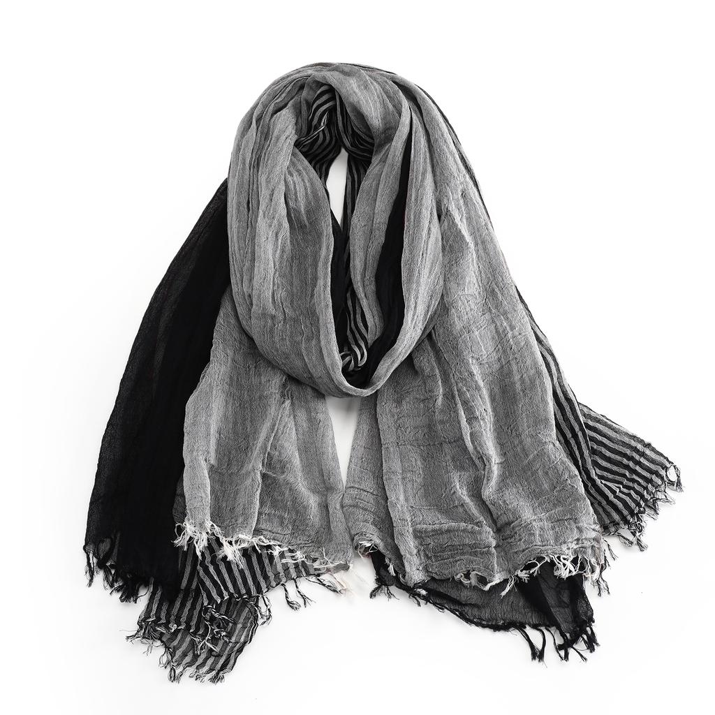 Unisex Striped Cotton Linen Men'S Scarf Autumn Winter Warm Pashmina Neckerchief Casual Male Accessories Short Tassel Bufanda
