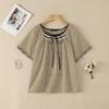ZANZEA Women Plaid Print Summer Casual Round Neck Short Sleeve Blouse