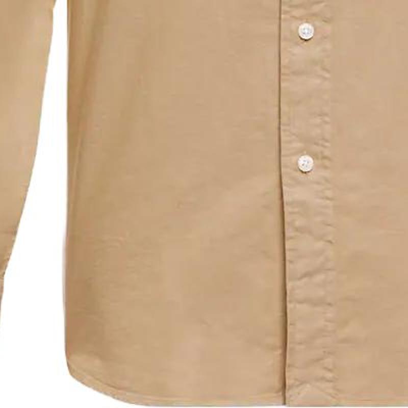 Polo Ralph Lauren SS23 Solid Color Logo Embroidered Long Sleeve Shirt Men Shirts Khaki-Yellow 710889740-001