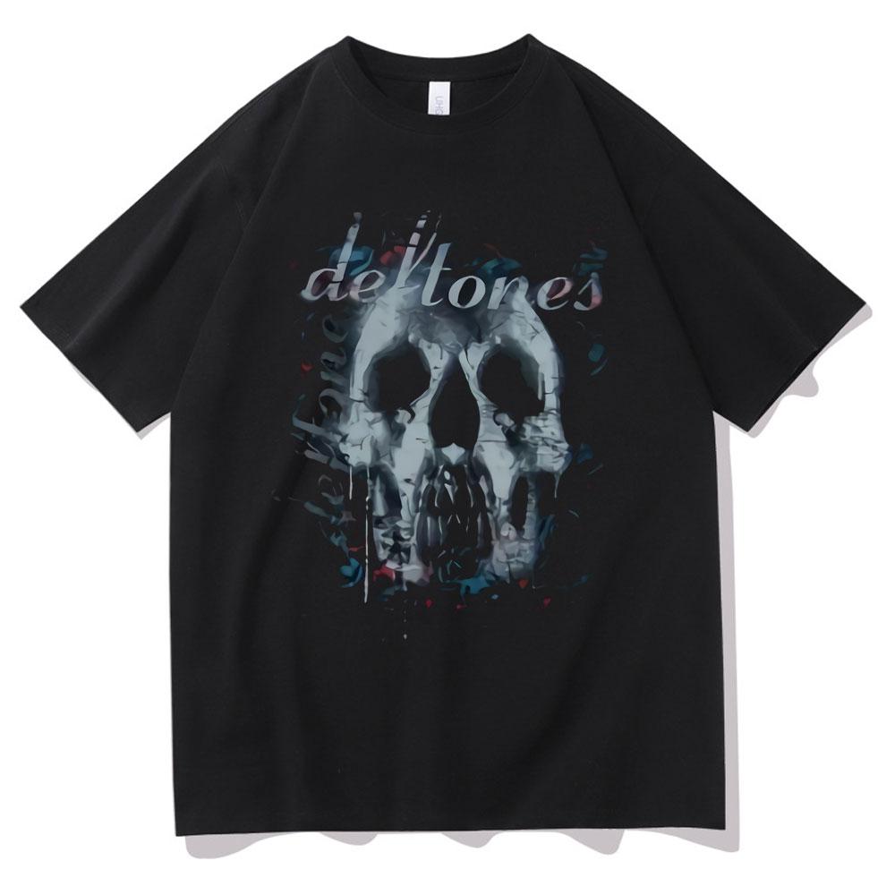 

Deftones Череп Черный Графический Принт Футболка Коротко Рукав Мужчины Женщины Альтернативный Рэп Метал Группа Бренд Футболка Мужские футболки