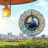 PeaRooster 10-inch Stained Glass Wind Spinner - 2D Laser-Cut Peacock Design Garden Art, 360° Rotating Hook for Outdoor/Indoor Decor