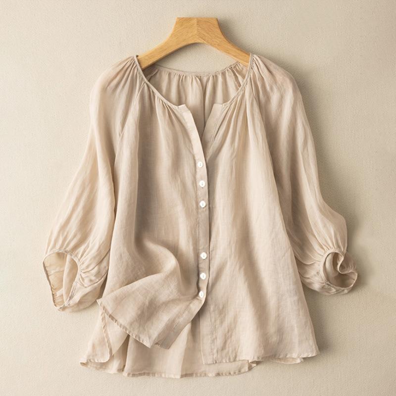Spring Summer Loose Casual Women Shirt New Large Size Casual Solid Color Tops Loose Buttons Tops Fashion Elegant Office Ladies Clothing