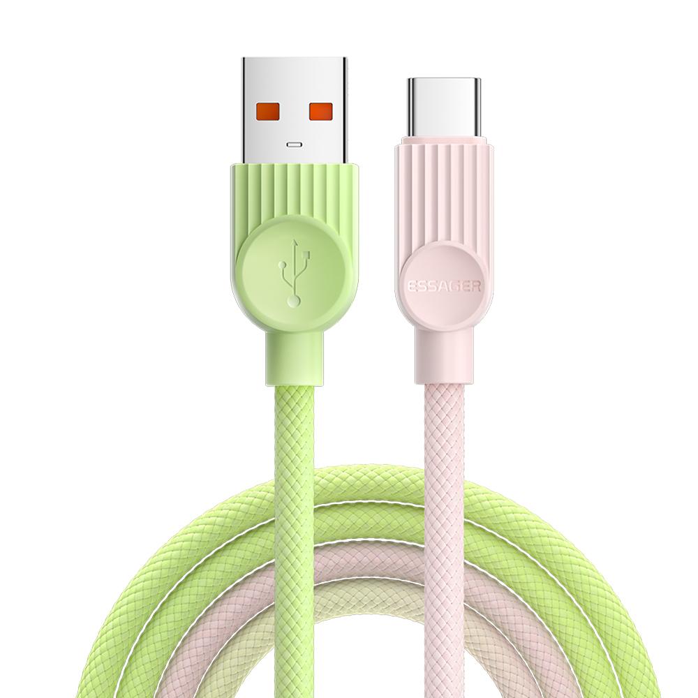 

ESSAGER ES-X73 1m USB-A to Type-C Cable 7A 100W Fast Charging Data Sync Cord for Phone/Tablet
