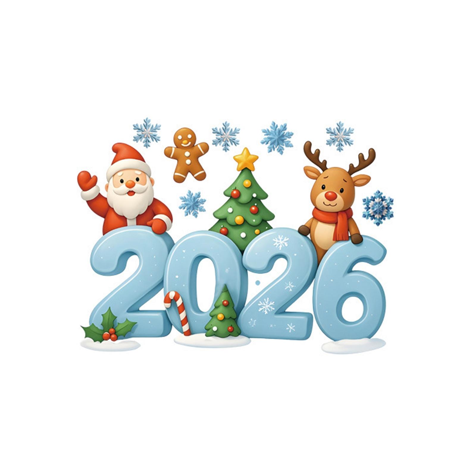 

Рождественские наклейки на окна, 2026 Счастливого Рождества С Новым годом Наклейки со снеговиком и снежинками One Size