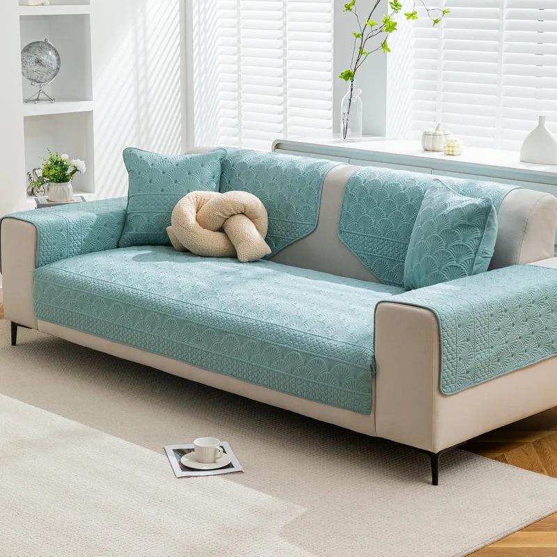 Embroidered Cotton Washed Sofa Cushion Four Seasons Universal Non-slip Cotton Fabric Living Room Sofa Cover 1/2/3/4-seater