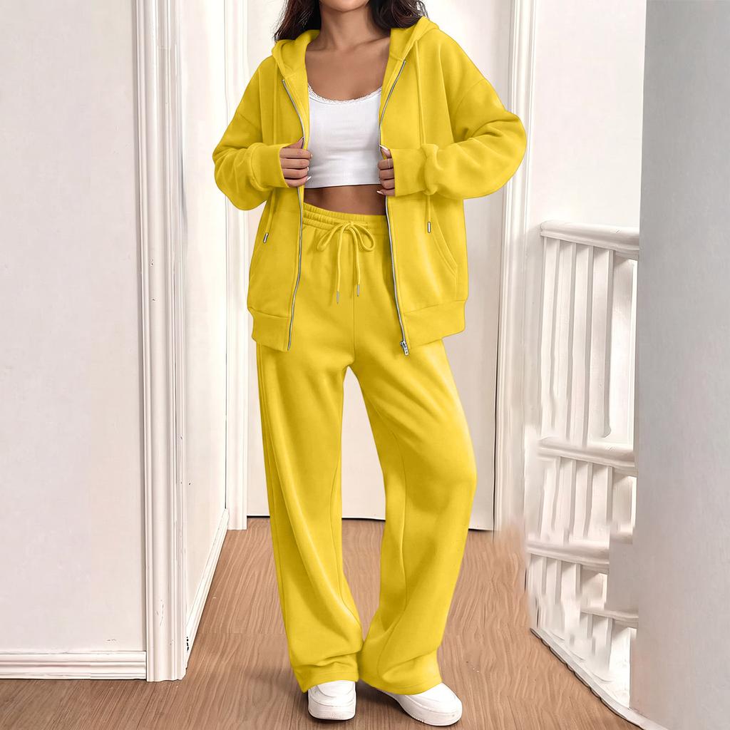 Women's Casual Sweatshirt Jacket and Jogger 2 Piece Set for Fall Winter Wear