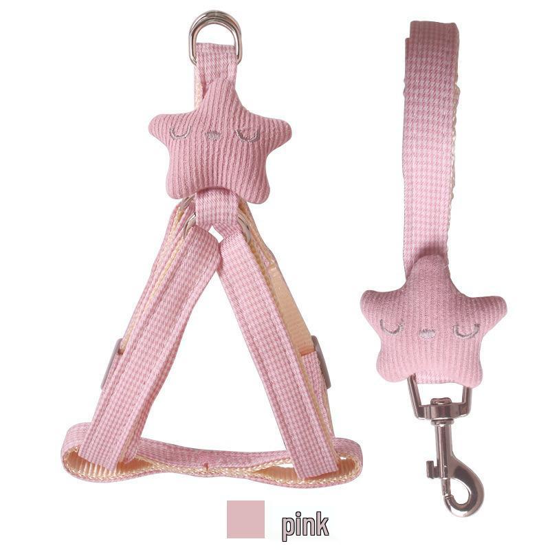 Plaid Starfish Four Seasons Cat & Small Dog Anti-Escape Harness and Leash Small розовый
