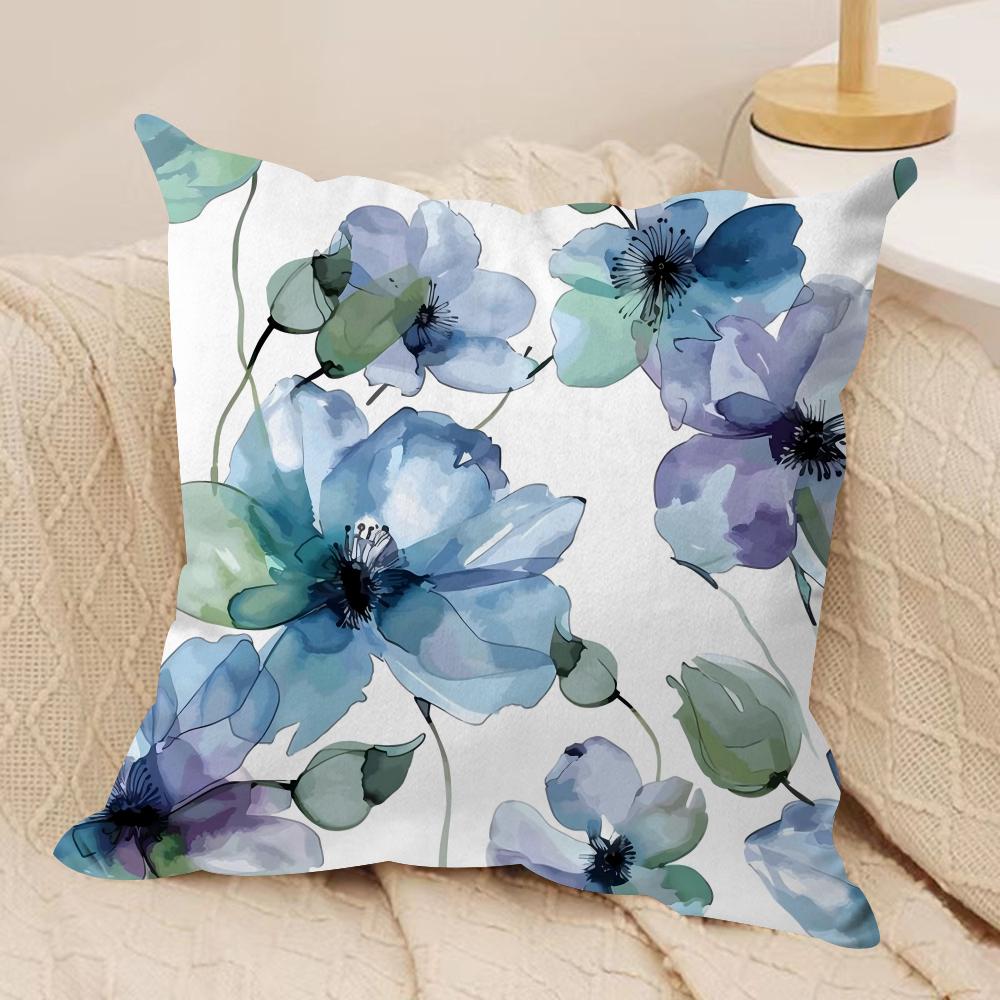 Painted Blue Print Creative Cushion Cover Soft Plush DoubleSided Sofa Pillow Cushion Cover  AllSeason Durable Decor Gift