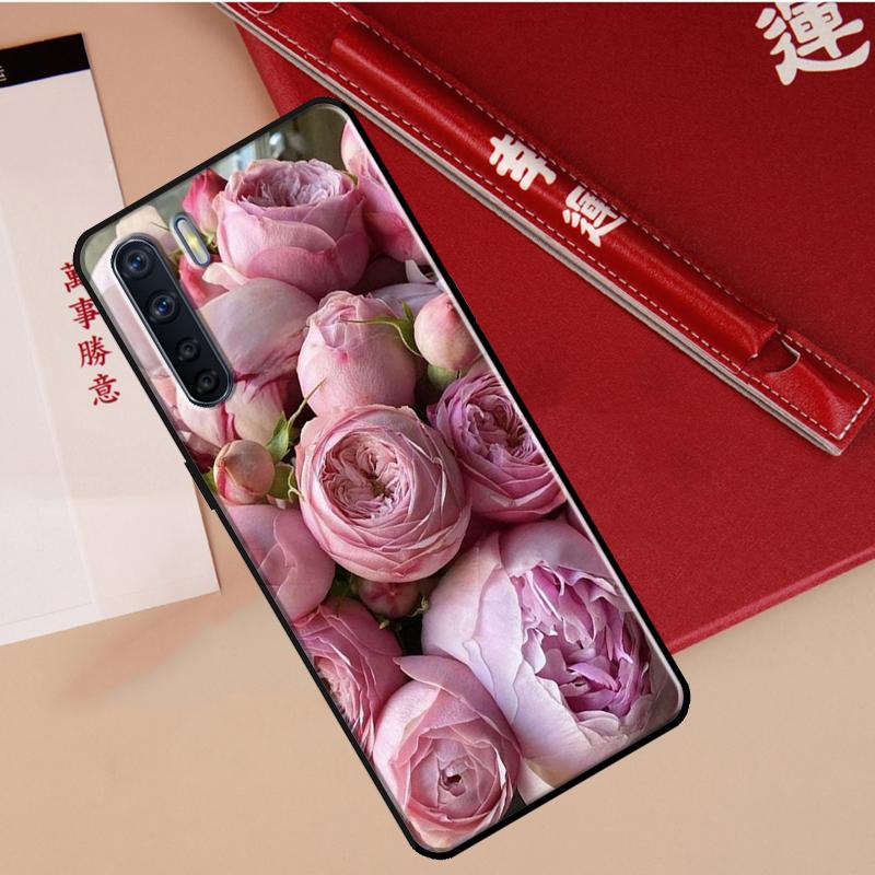 Elegant Pink Purple Peony Flower Case For Oppo A94 A18 A74 A57 A17 A77 A38 A58 A78 A98 A54 A80 A60 A40 A96 A76 A16 A15 A5 Pro