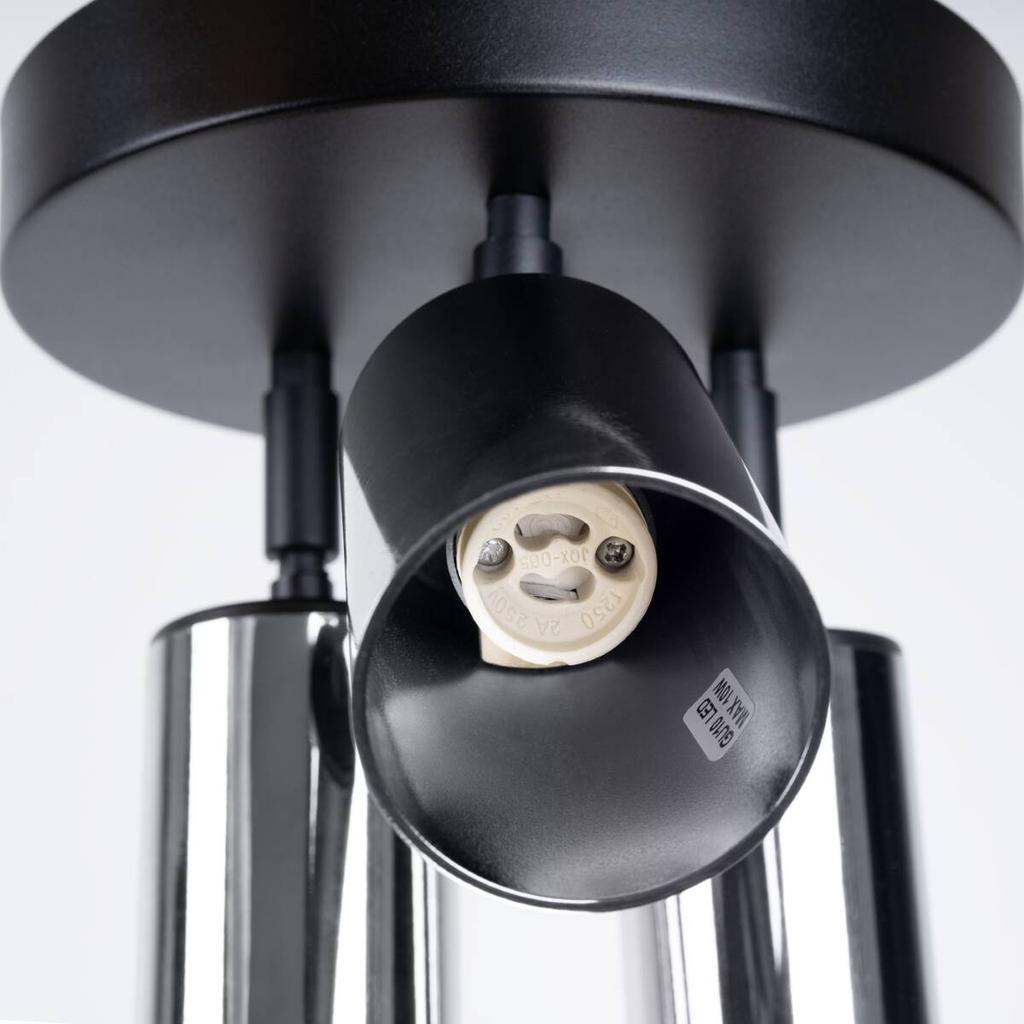 Spot Sufitowy Czarny Okrągły Potrójny Chromowane Klosze 3Xgu10 10W Winx Sl.1369 Sollux Lighting