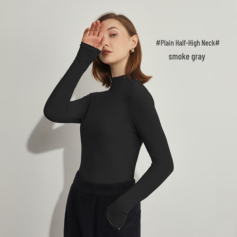 Women's Hyaluronic Acid Thermal Slimming Long Sleeve T-Shirt - Half High Neck, Autumn/Winter Base Layer