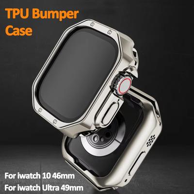 Kovový TPU nárazníkový kryt pro Apple Watch Ultra 3 49mm 11 10 46mm 42mm Ochranný kryt pro iWatch 9 8 7 6 SE 41mm 45mm 38mm 40 44mm