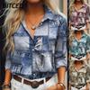 Damenmode Lässig Langarm POLO-Kragen Blusen & Hemden