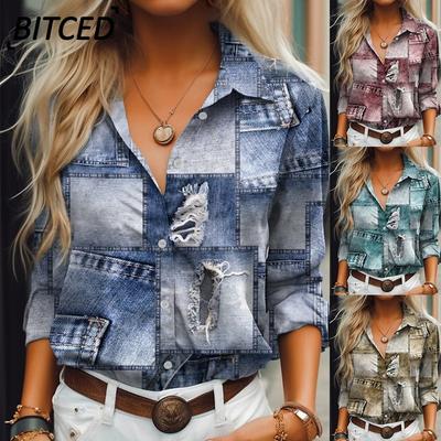 Women's Fashion Casual Long Sleeve POLO Neck Blouses & Shirts