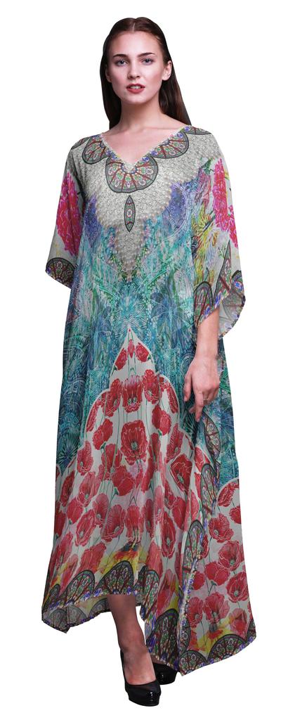 Phagun Circle|Floral & Wheel Ethnic Womens Long Beach Kaftan Beachwear Bikini Coverup Maxi