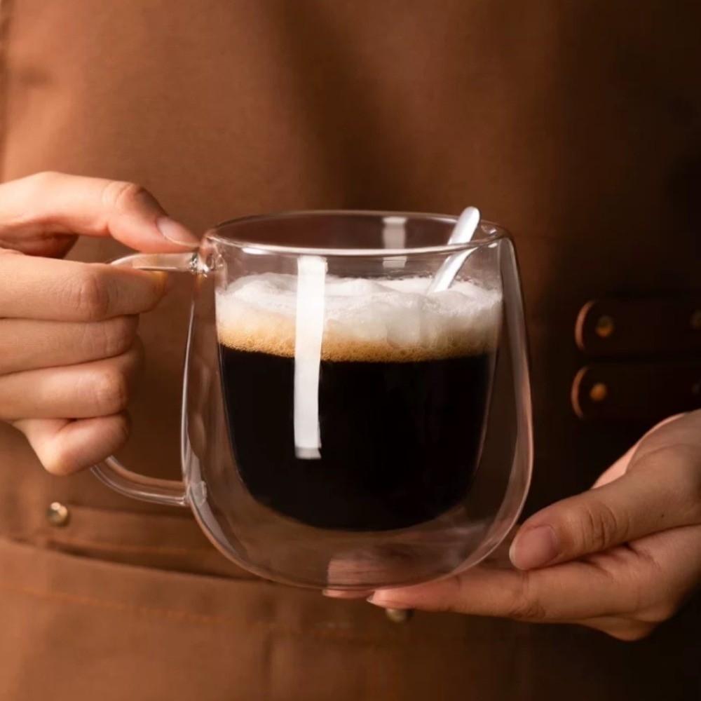 2pcs Transparent Coffee Cup Heat Resistant Tumbler Mug Home Bar Double Wall Glass Cup Set  Milk