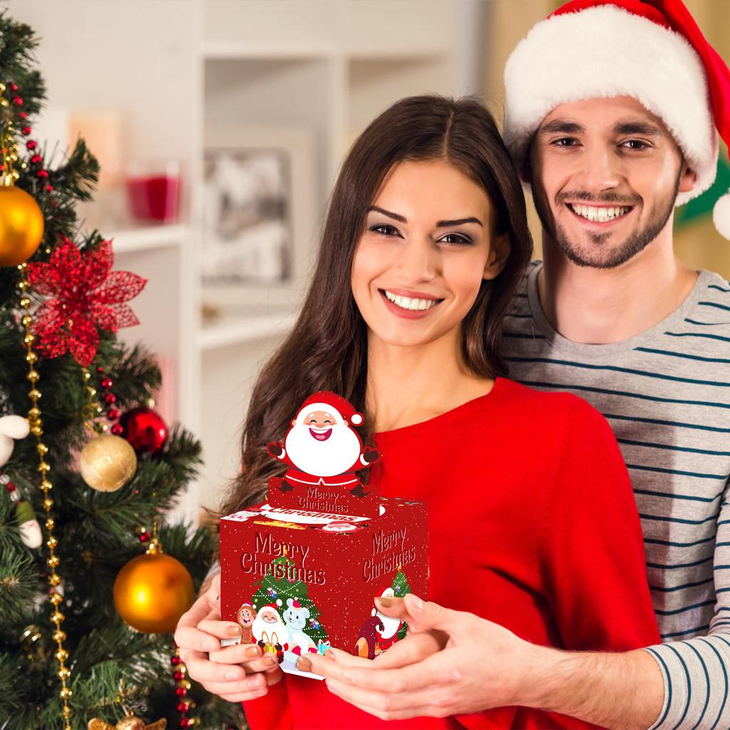 Christmas Main Red Picture Santa Claus Reindeer Pattern Paper Box Decor Props