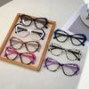 Fashion Cat Eye Glasses Women  New Fashion Multi-color Rim Eyeglasses Trendy Chic Design Blue Light Blocking Eyewear