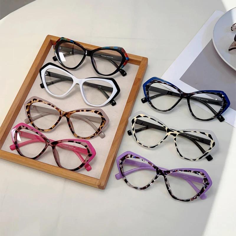 Fashion Cat Eye Glasses Women New Fashion Multi-color Rim Eyeglasses Trendy Chic Design Blue Light Blocking Eyewear