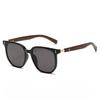 New Brown Sunglasses Women's Trend Retro Wood Grain Legs Square Frame Thin Face Glasses Fashion Sunshade Women's Sunglasses