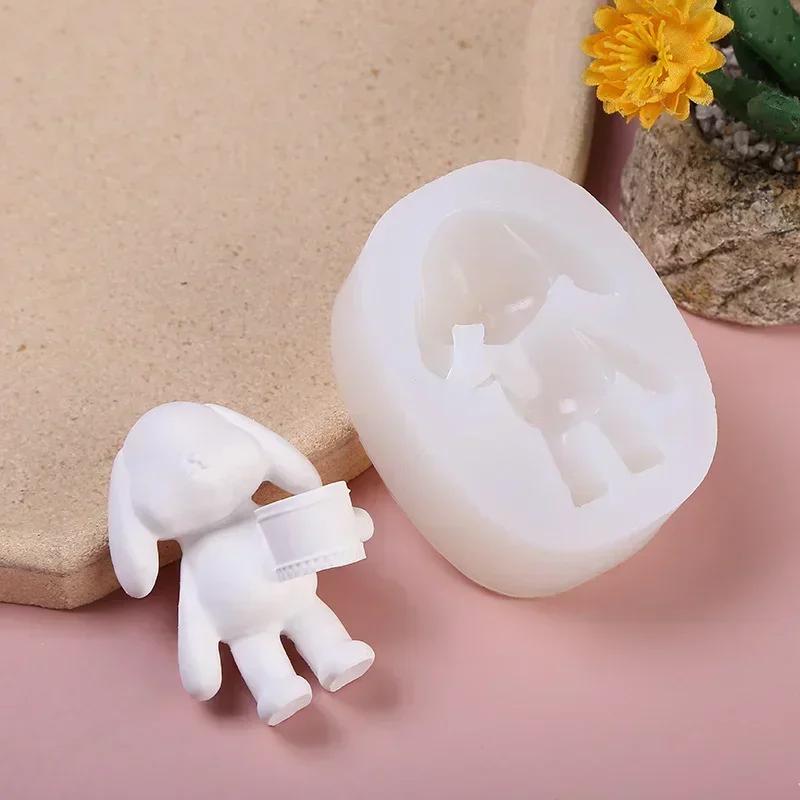 Cute Car Aromatherapy Gypsum Diy Diffuser Stone Air Outlet Holding Bucket Rabbit Plaster Silicone Mold Soap Mold Resin Mold