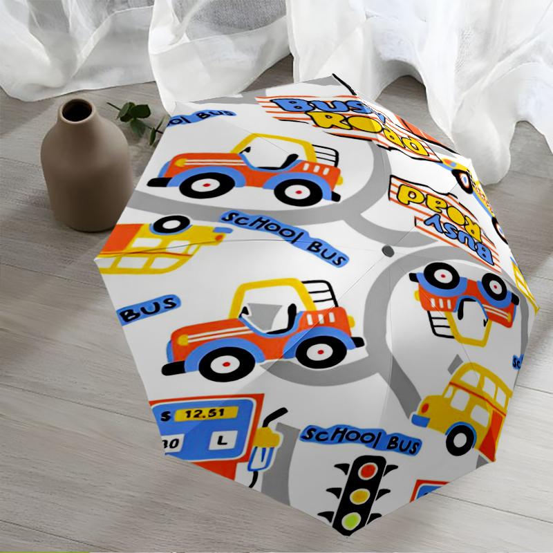 Cute Cars Theme Automatic Umbrella, Lightweight & Portable, 8 Rib, Perfect for Outdoor Travel, Birthdays, Christmas, Gifts.