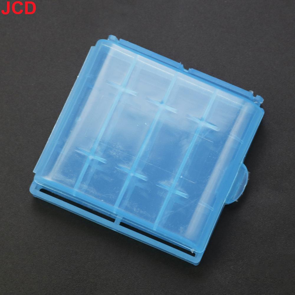 JCD 5pc Colorful Plastic Battery Holder Case 4 AA AAA Hard Plastic Storage Box Cover for 14500 10440 Battery Organizer Container