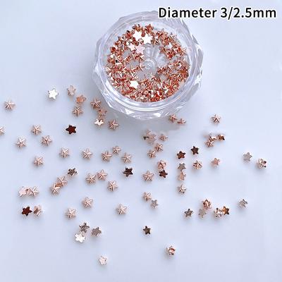 1Box 3D Gold Silver Nail Art Pentagram Jewelry Metallic Studs Nail Charms Alloy Flatback Stars Nail Decoration Manicure Tool