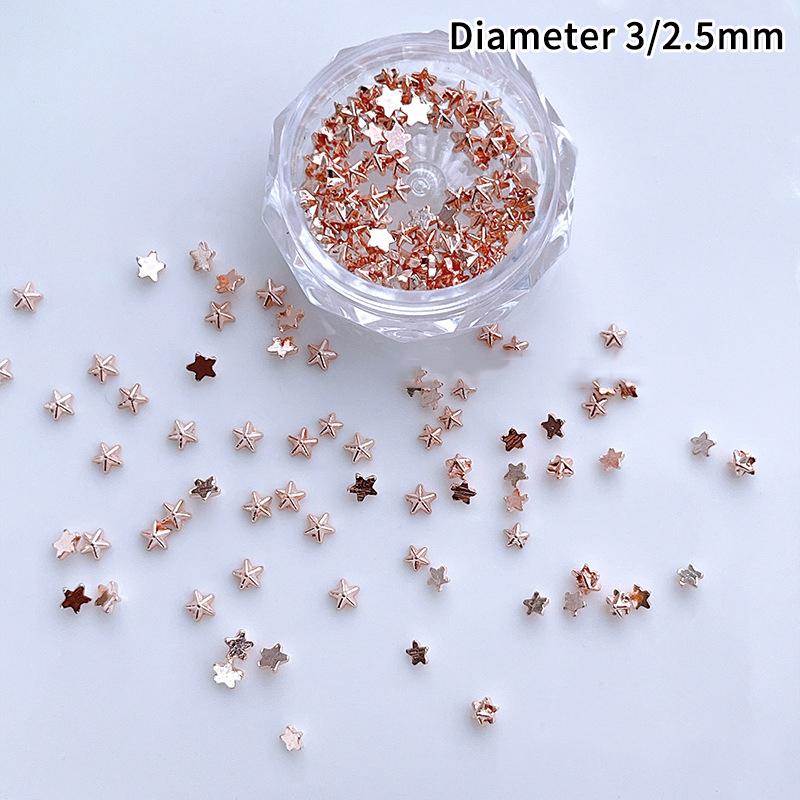 1 Kutu 3D Altın Gümüş Nail Art Pentagram Takı Metalik Çiviler Nail Charms Alaşım Düz Taban Yıldızlar Tırnak Dekorasyonu Manikür Aleti