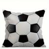 Soccer Football Pillowcase 2D Flat Printed Peach Skin Pillow Cover Black White Sports Theme Cushion Case for Boys Bedroom Sofa