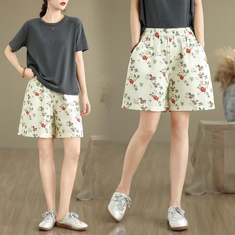 DIMANAF Plus Size Summer Harem Women 2025 Floral Jeans Casual High Waist Elastic Basic Loose Pants