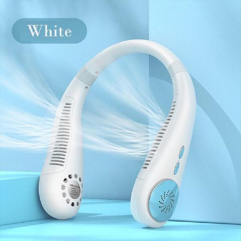 New Mini 3 Speeds Bladeless Fan Hanging Dual Cooling Neck Fan USB Portable Rechargeable Silent Ventilator for Outdoor Travel Indoor