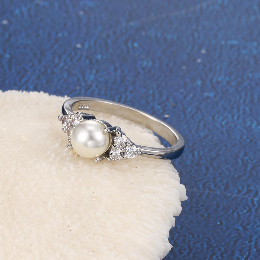 Imitation Pearl Rings For Women Korean Rose Gold Silver Engagement Anniversary Gift Jewelry KCR263