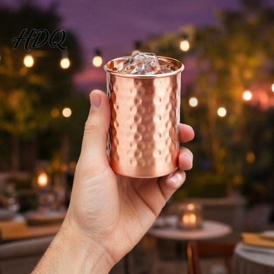 Eco-friendly Reusable Cup Hammered Stainless Steel Cup with Stable Base Durable Drinking