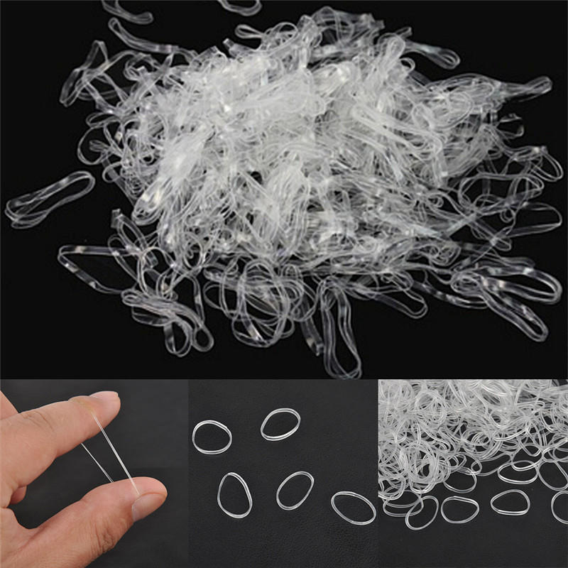 200 ks/500 ks průhledný držák na culík, elastická gumička, vlasové gumičky, lana, kroužky